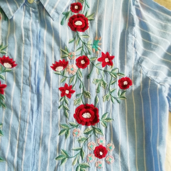 dizzylizzy stripped embroidered shirt size XL - Picture 3 of 7